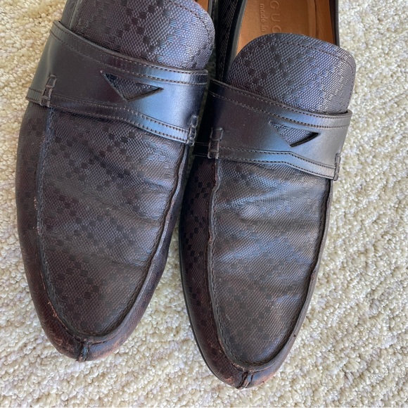 Gucci Men’s Brown Diamante Leather Penny Slip On Driving Loafers Size 11 US - Picture 13 of 15